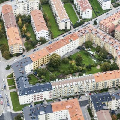 Aerial view of residential district